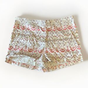 Free People Size 10 Linen Blend Shorts Aztec Boho Geometric Beige Pink